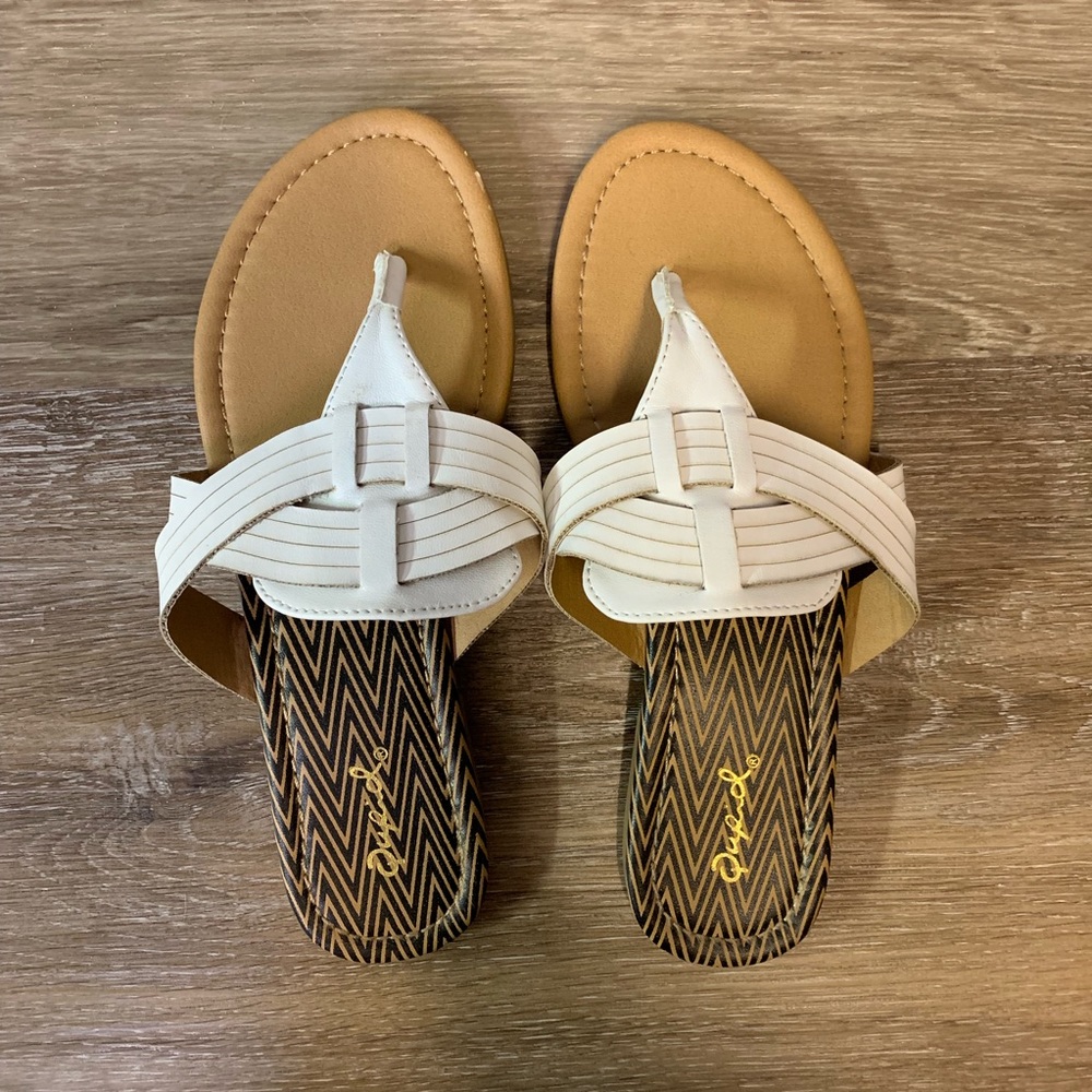 White woven sandals
